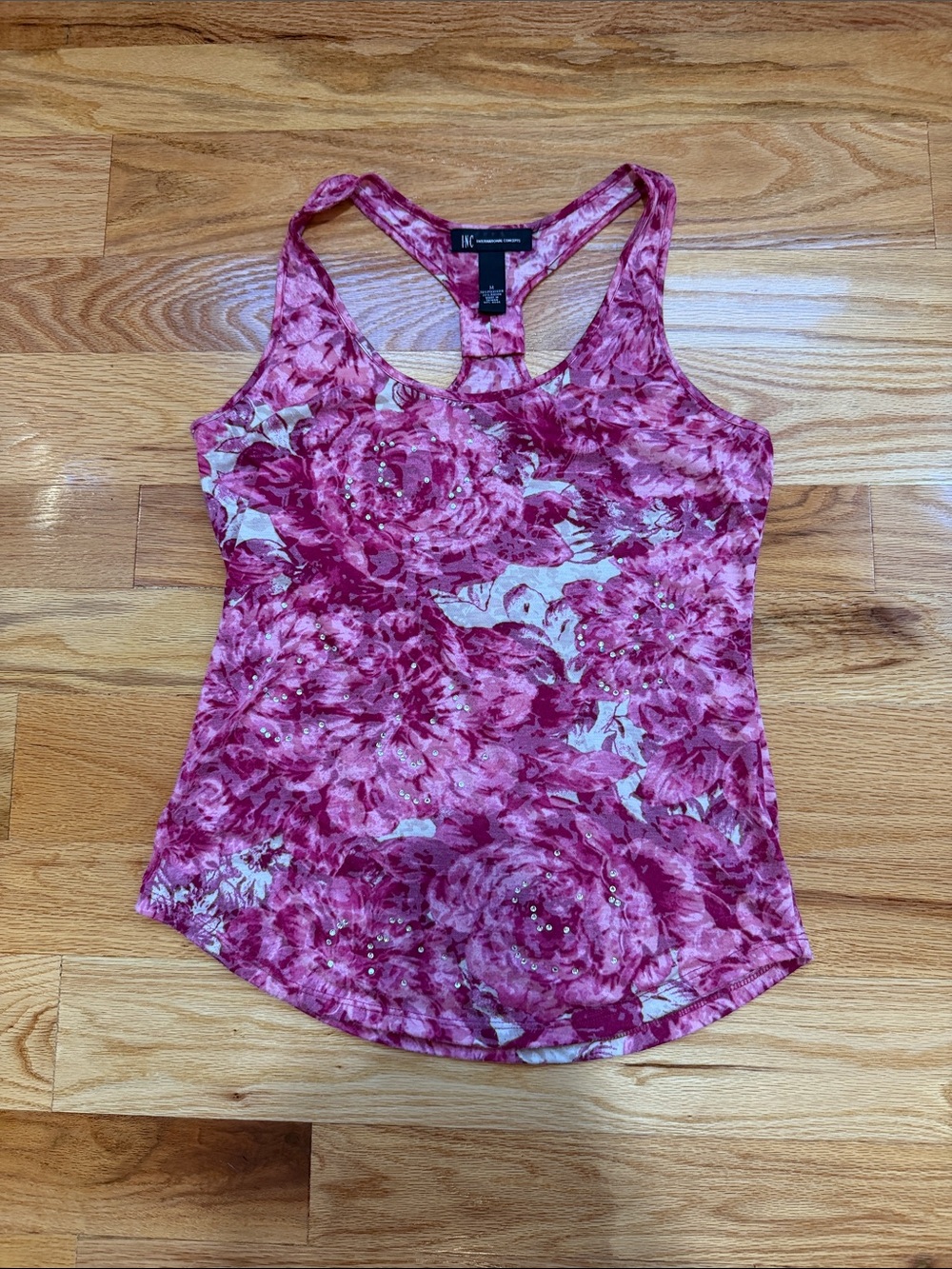 INC International Concepts  Pink Floral Racerback Tank Top-M